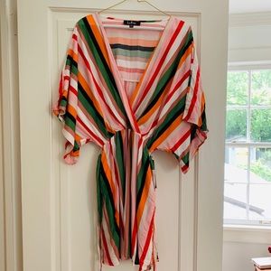 Lulus striped wrap dress or cover up NWT size Med